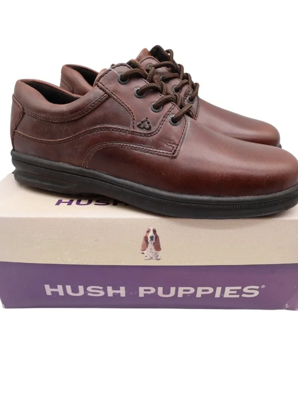 Hush Puppies Glen Casual Shoes Mens 10 Dark Brown Leather Oxford ZeroG Comfort